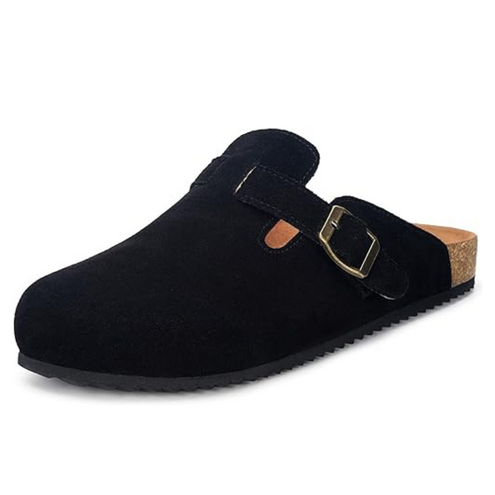Suede Mules Footbed Clogs – Supportive Slip On Sandals