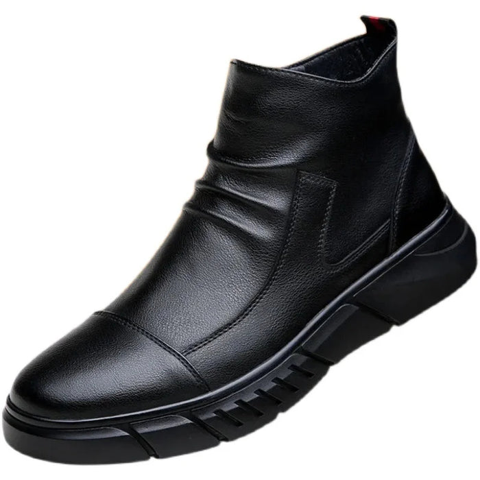 Zipper Non Slip Leather Boots