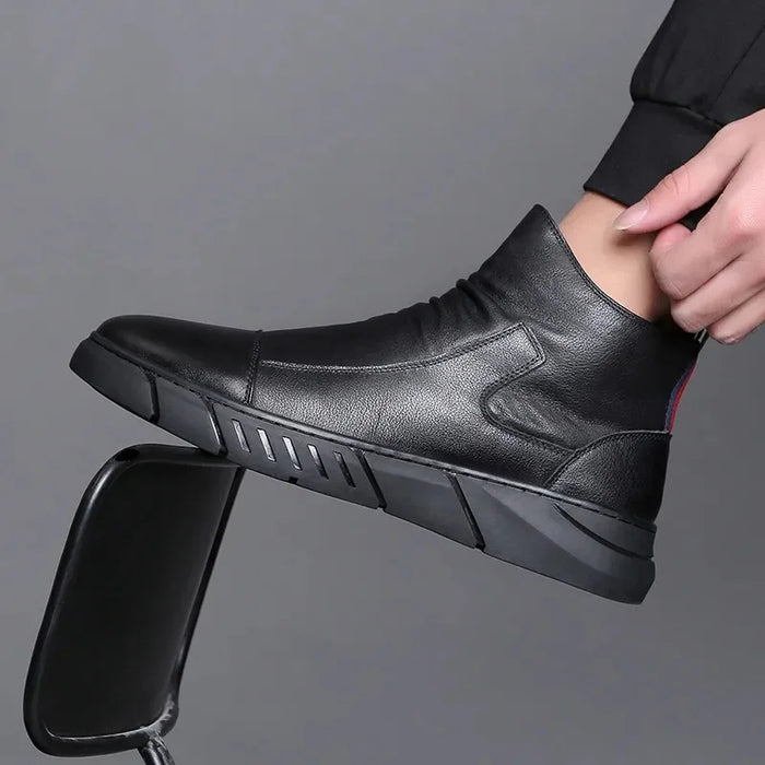 Zipper Non Slip Leather Boots