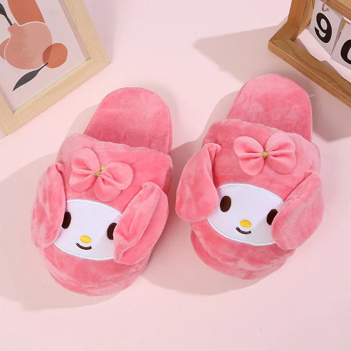 Plush Animal Slippers With Fun Embroidered Designs