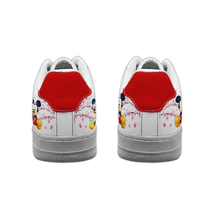 Custom Name Mickey Mouse Blossom Flower Pattern Sneakers