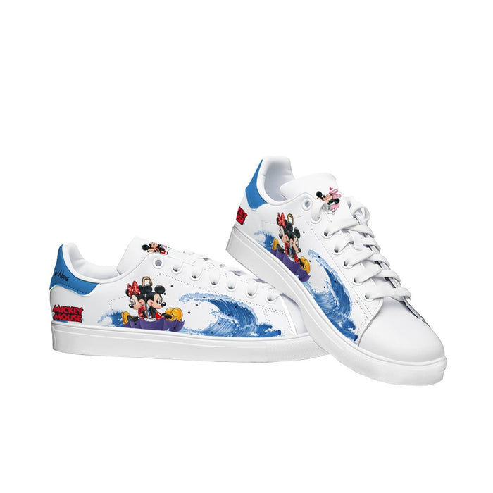 Custom Name Mickey Mouse Wave Pattern Casual Shoes