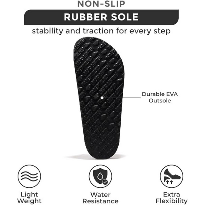 Leather Buckle Slides With Cork Footbed And Adjustable Straps