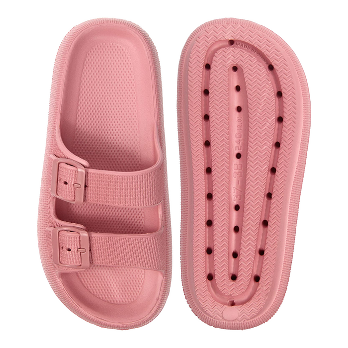 Double Buckle Adjustable Slides For Women