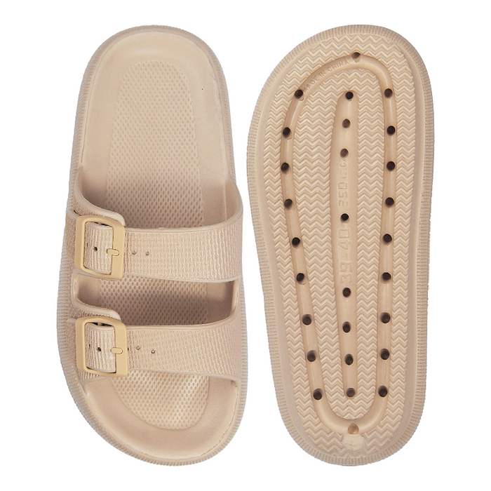 Double Buckle Adjustable Slides For Women