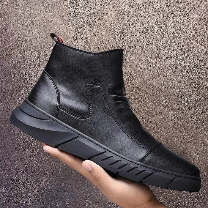 Zipper Non Slip Leather Boots