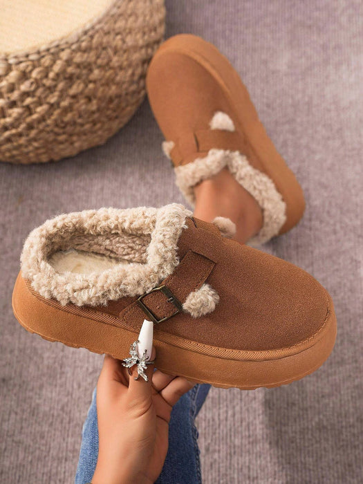 Cozy Winter Plush Lined Platform House Slippers