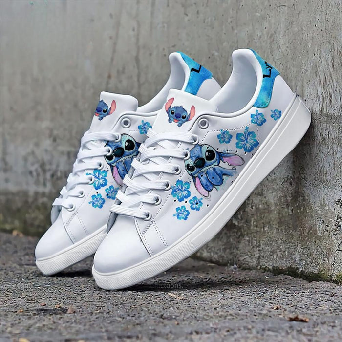 Custom Name Stitch Floral Casual Sneakers