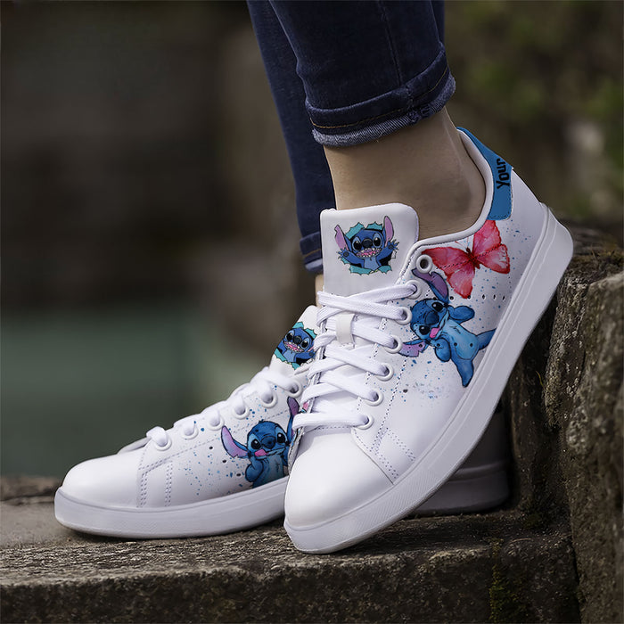 Custom Name Stitch Butterfly Pattern Sneakers