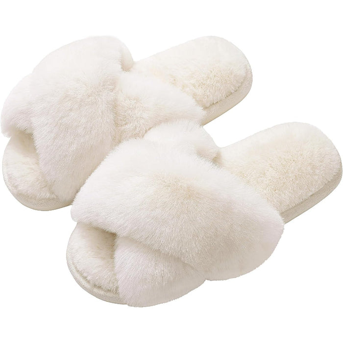 Fuzzy Cross Band Memory Foam Slippers