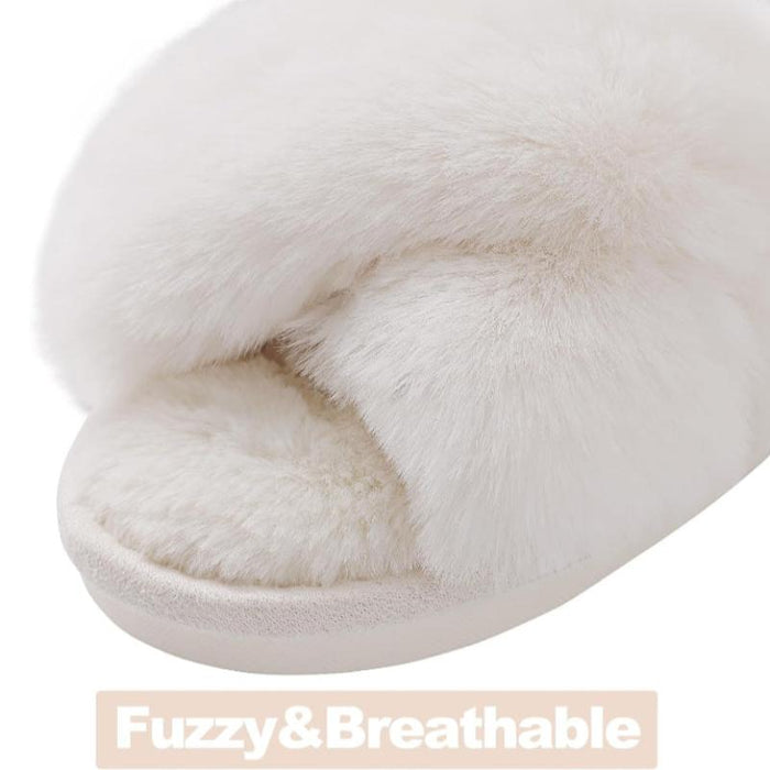 Fuzzy Cross Band Memory Foam Slippers