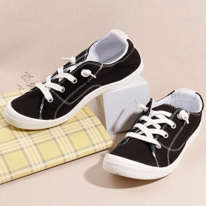 Lace Up Front Wide Casual Sneakers