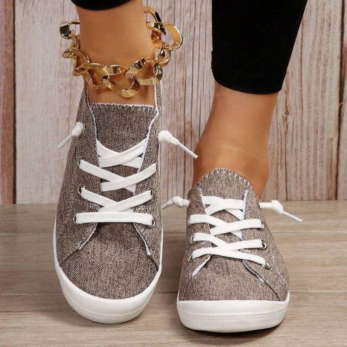 Lace Up Front Wide Casual Sneakers