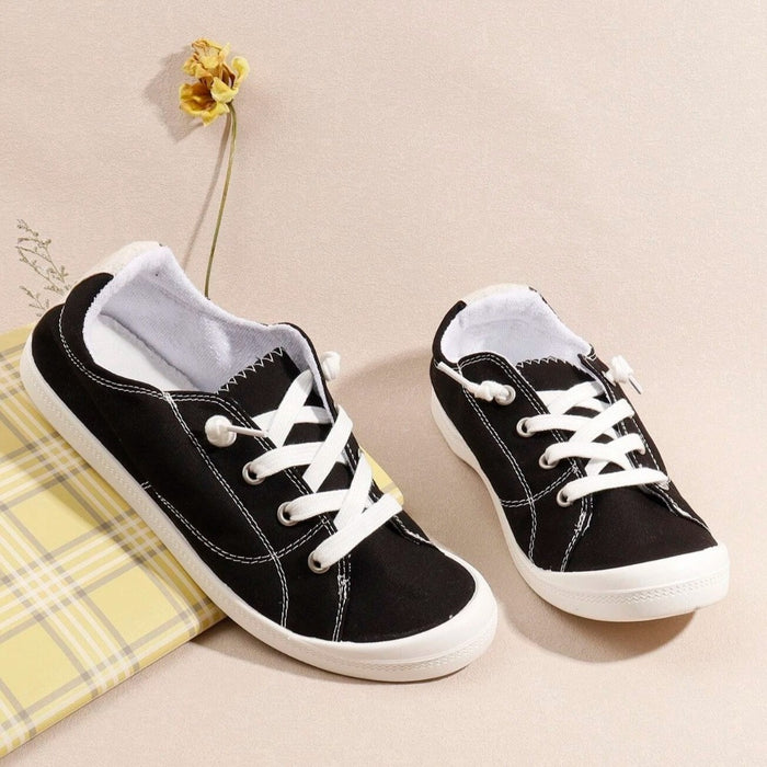 Lace Up Front Wide Casual Sneakers