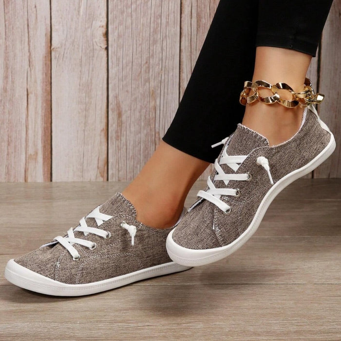 Lace Up Front Wide Casual Sneakers