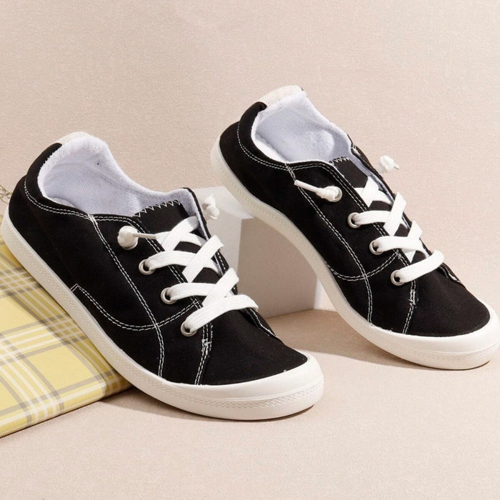 Lace Up Front Wide Casual Sneakers