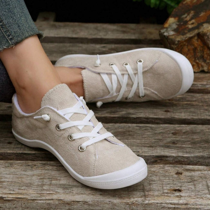 Lace Up Front Wide Casual Sneakers