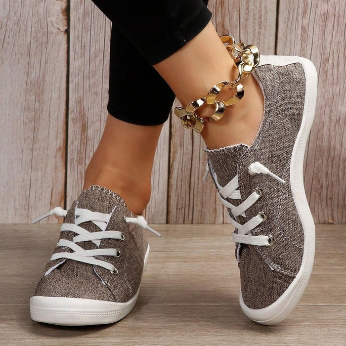 Lace Up Front Wide Casual Sneakers