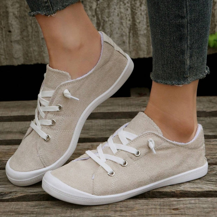 Lace Up Front Wide Casual Sneakers