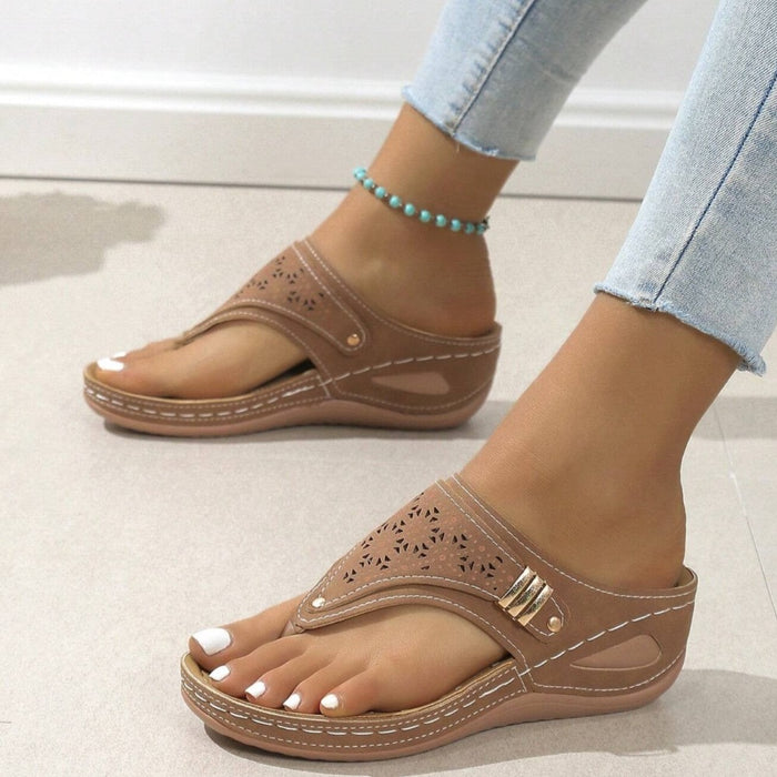 Metal Decor Wedge Sandals