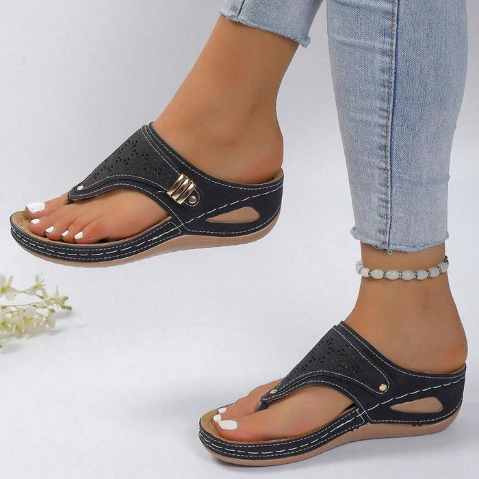 Metal Decor Wedge Sandals