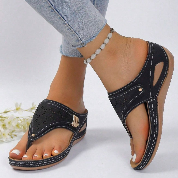 Metal Decor Wedge Sandals