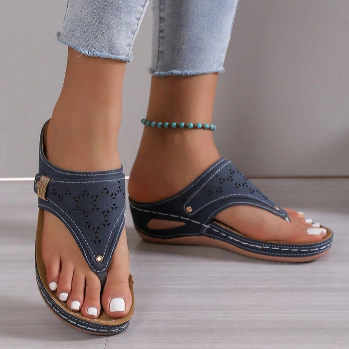 Metal Decor Wedge Sandals