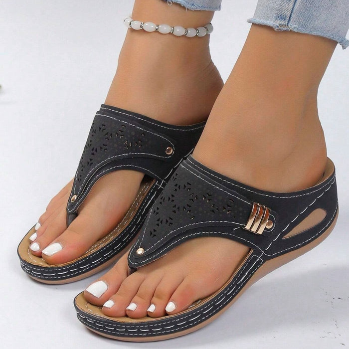 Metal Decor Wedge Sandals