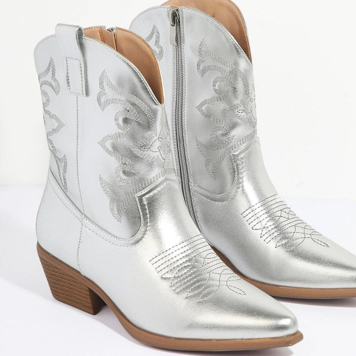 Slip On Geometric Pattern Cowboy Boots