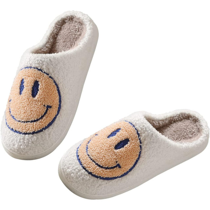 Cozy Comfy Smile Plush Slip On Slippers