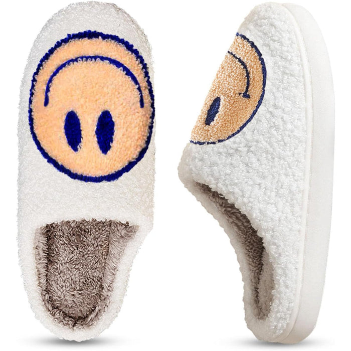 Cozy Comfy Smile Plush Slip On Slippers