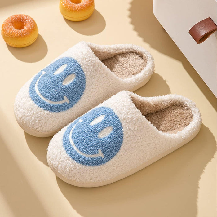 Cozy Comfy Smile Plush Slip On Slippers