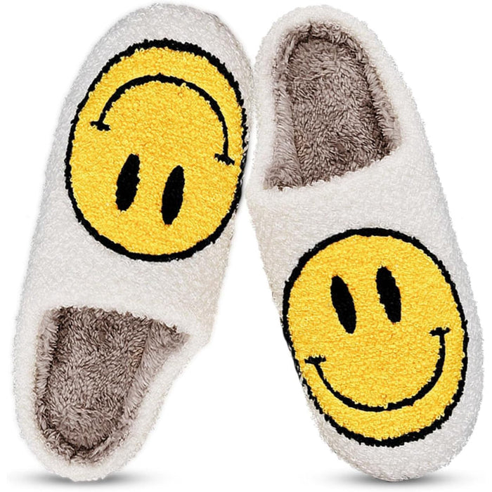 Cozy Comfy Smile Plush Slip On Slippers