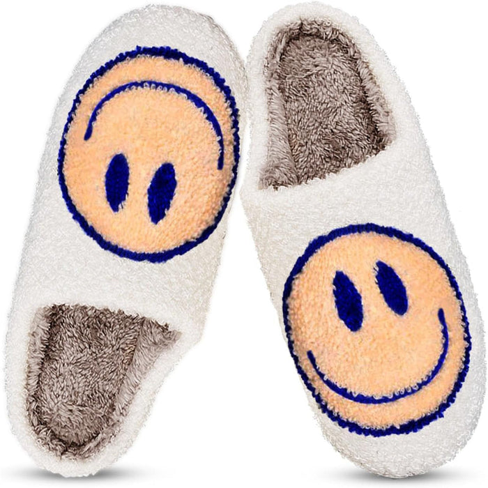 Cozy Comfy Smile Plush Slip On Slippers