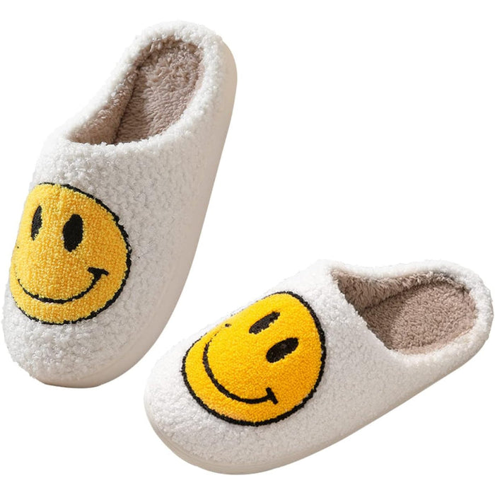 Cozy Comfy Smile Plush Slip On Slippers