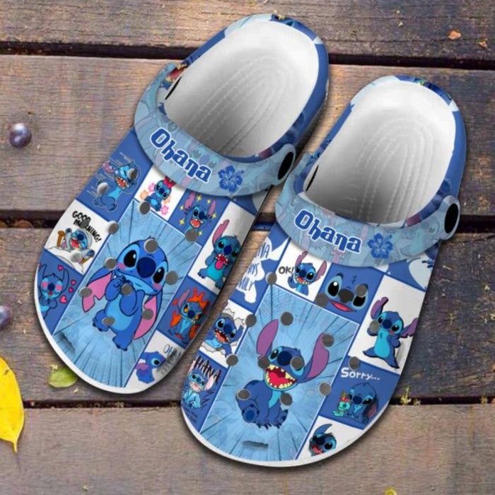 Stitch Ohana Themed Pattern Clogs