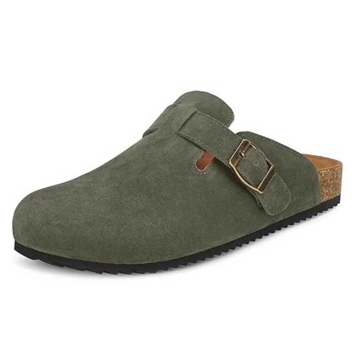 Suede Mules Footbed Clogs – Supportive Slip On Sandals