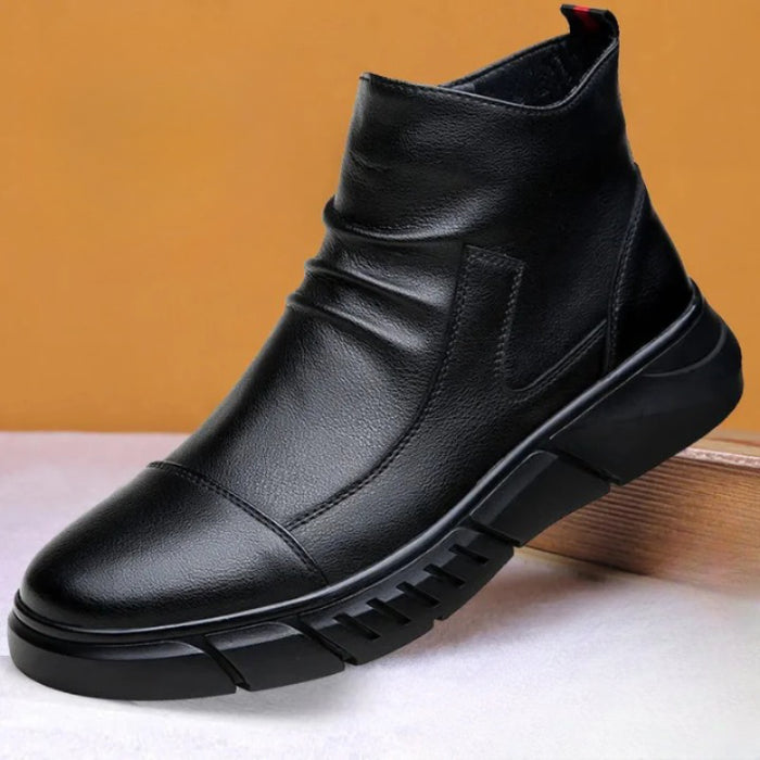 Zipper Non Slip Leather Boots