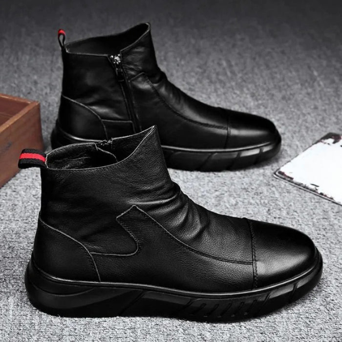 Zipper Non Slip Leather Boots