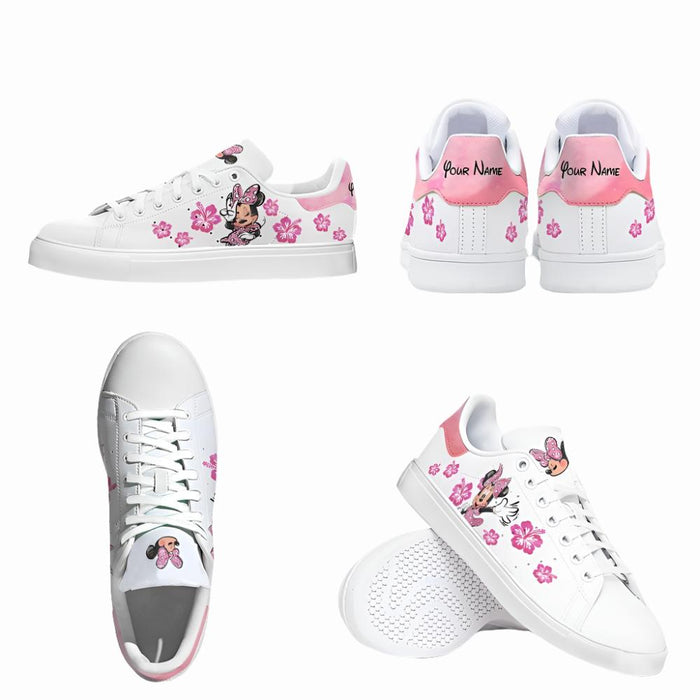 Custom Named Minnie Mouse Flower Designed Shoes