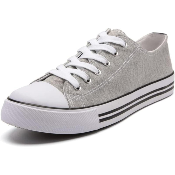 Streamlined Mono Canvas Sneakers with Lace Up Detail