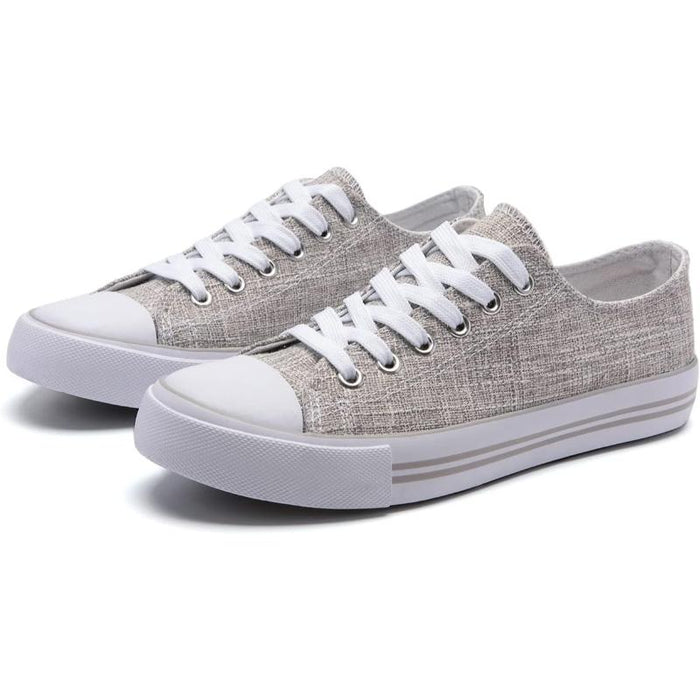 Streamlined Mono Canvas Sneakers with Lace Up Detail