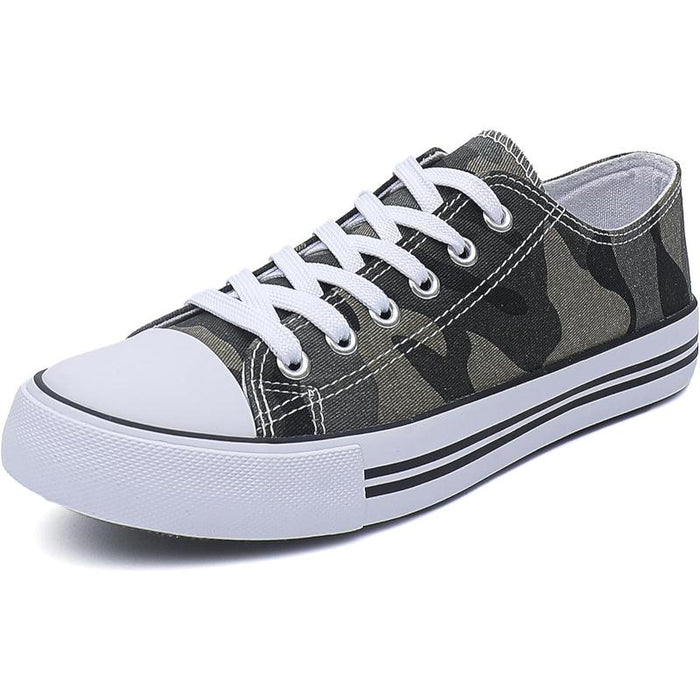 Streamlined Mono Canvas Sneakers with Lace Up Detail