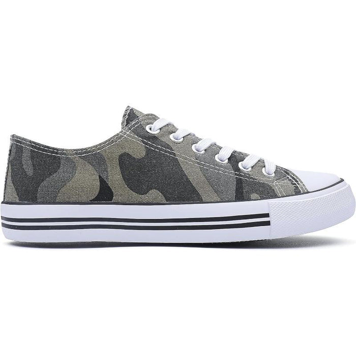 Streamlined Mono Canvas Sneakers with Lace Up Detail