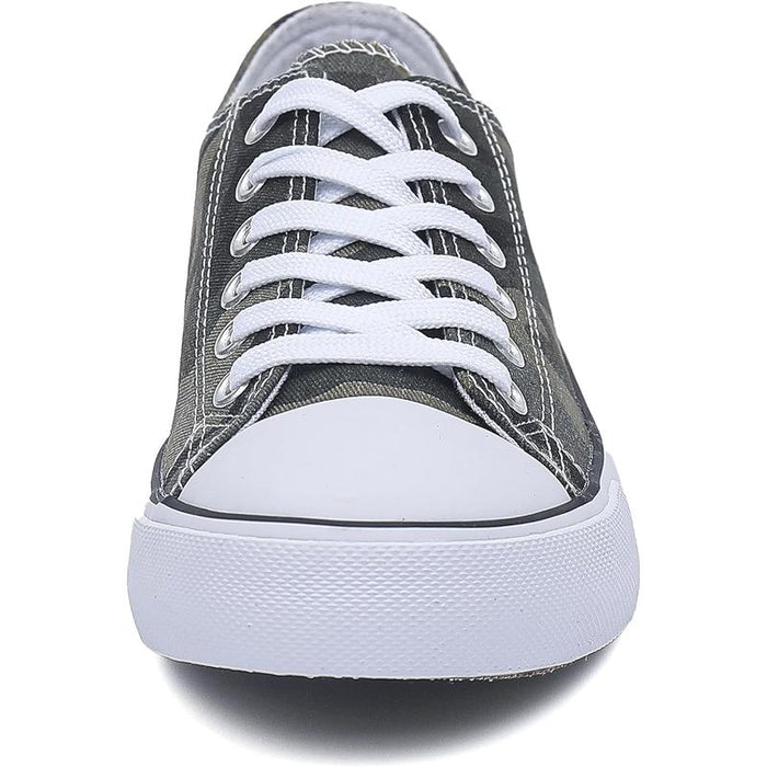 Streamlined Mono Canvas Sneakers with Lace Up Detail