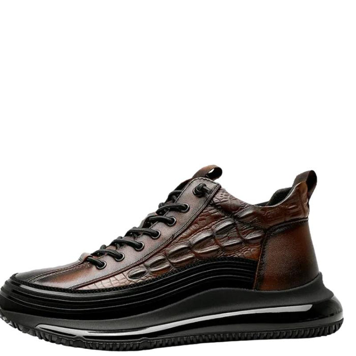 Embossed Platform Lace Up Sneakers For Men